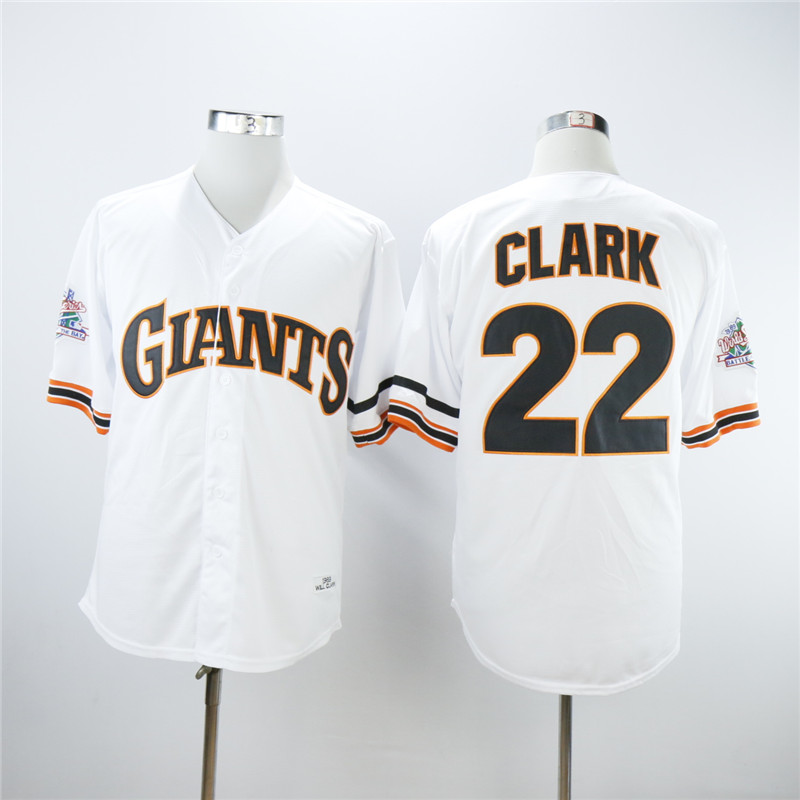 Men San Francisco Giants 22 Clark White Throwback 1989 MLB Jerseys